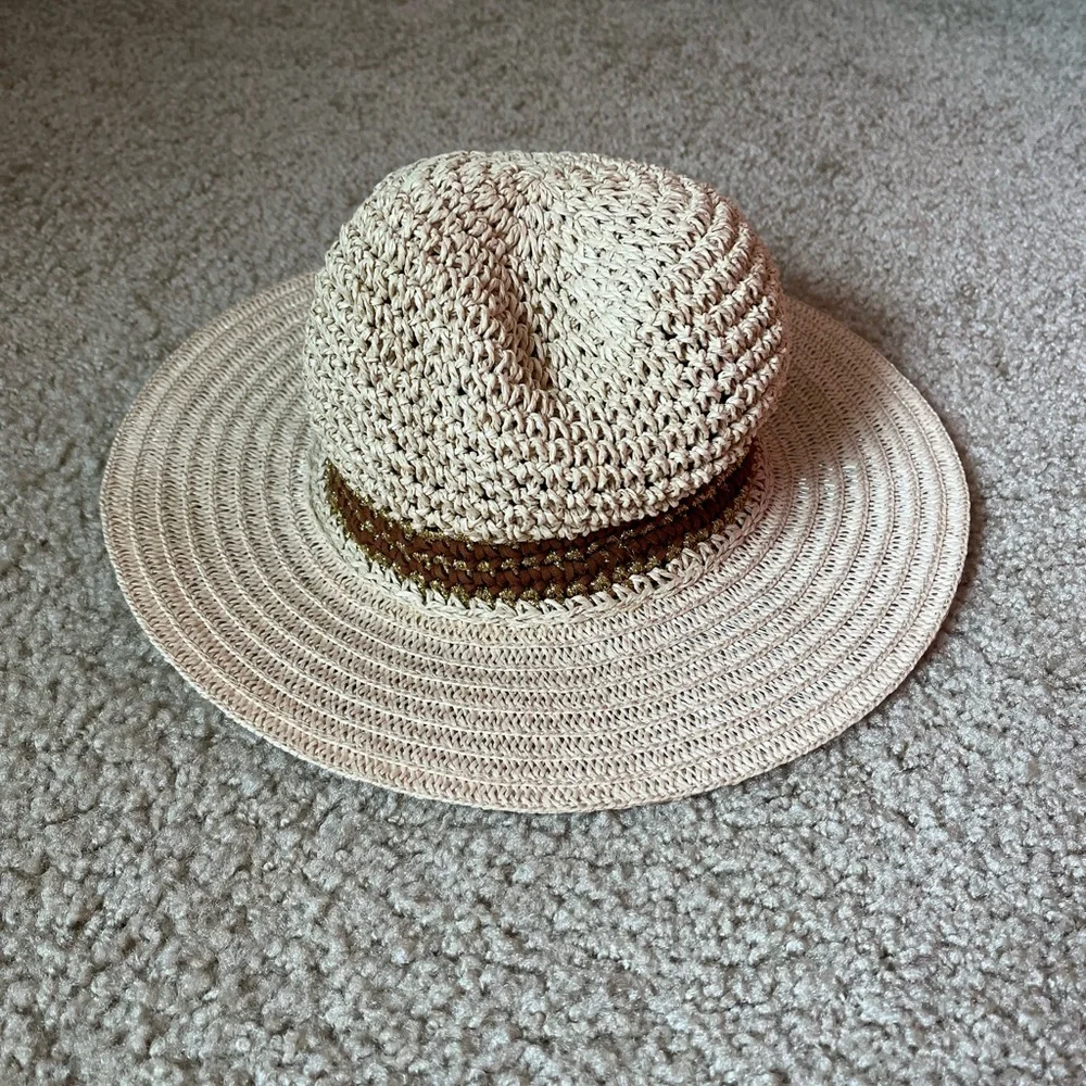 Straw Crochet Woven Sun Hat Panama Hat - beige brown